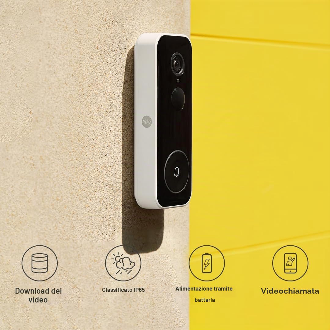 Yale Campanello Smart SV-VDB-1A-W Bianco + Yale Chime per campanello smart SV-VDBCH-1A-W