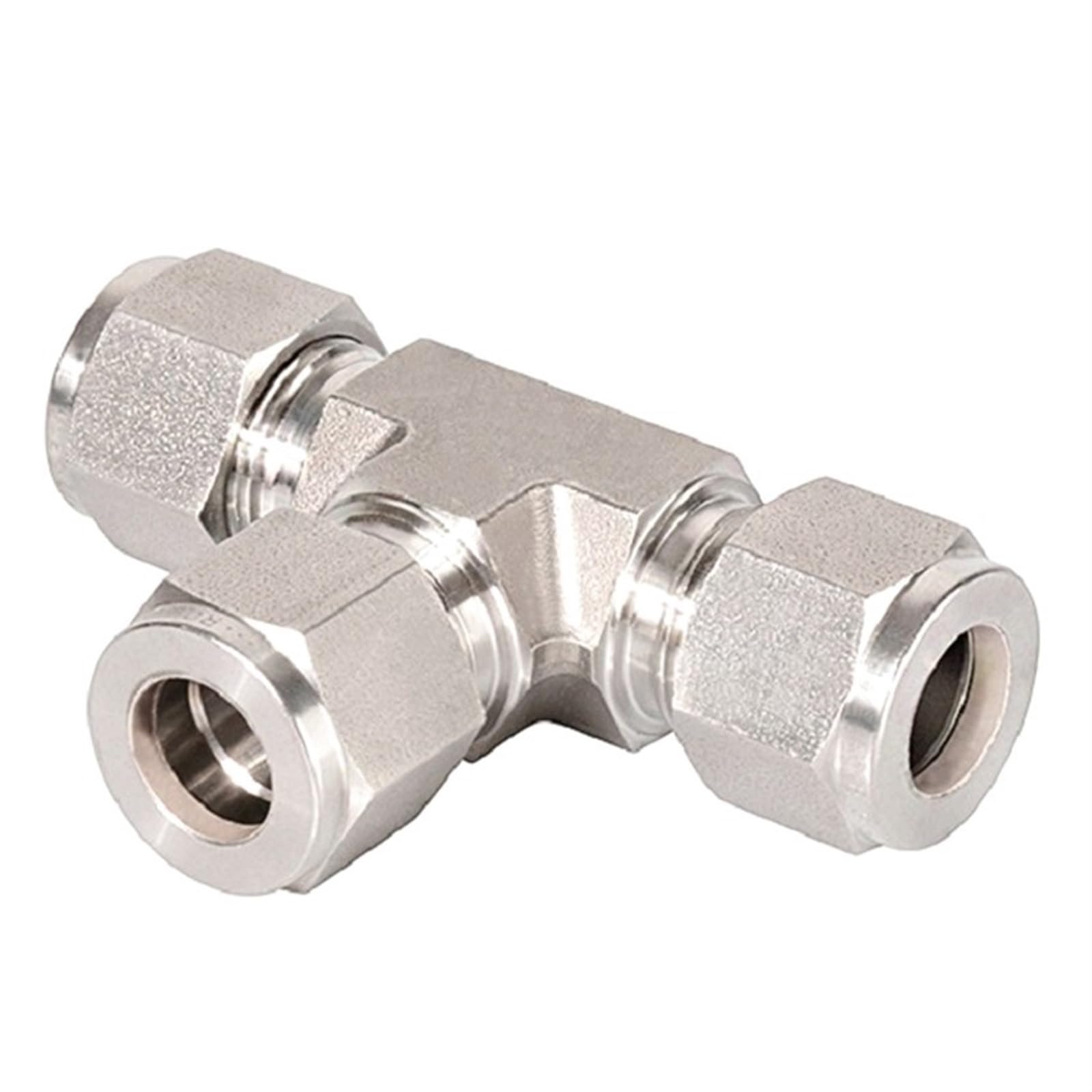 Accesorio de compresión de Doble férula de 3 vías en T de Acero Inoxidable Accesorios de plomería en T Unión en T para Tuberías(12 mm)