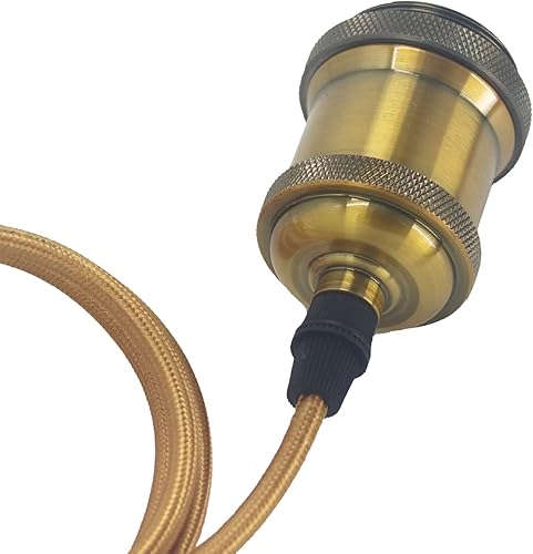 Miniatura 2 de REXTiN 2 paquetes de 3.9 ft E26 E27 LED vintage de luces colgantes ajustables kit de cable de luz colgante de cerámica para lámpara colgante