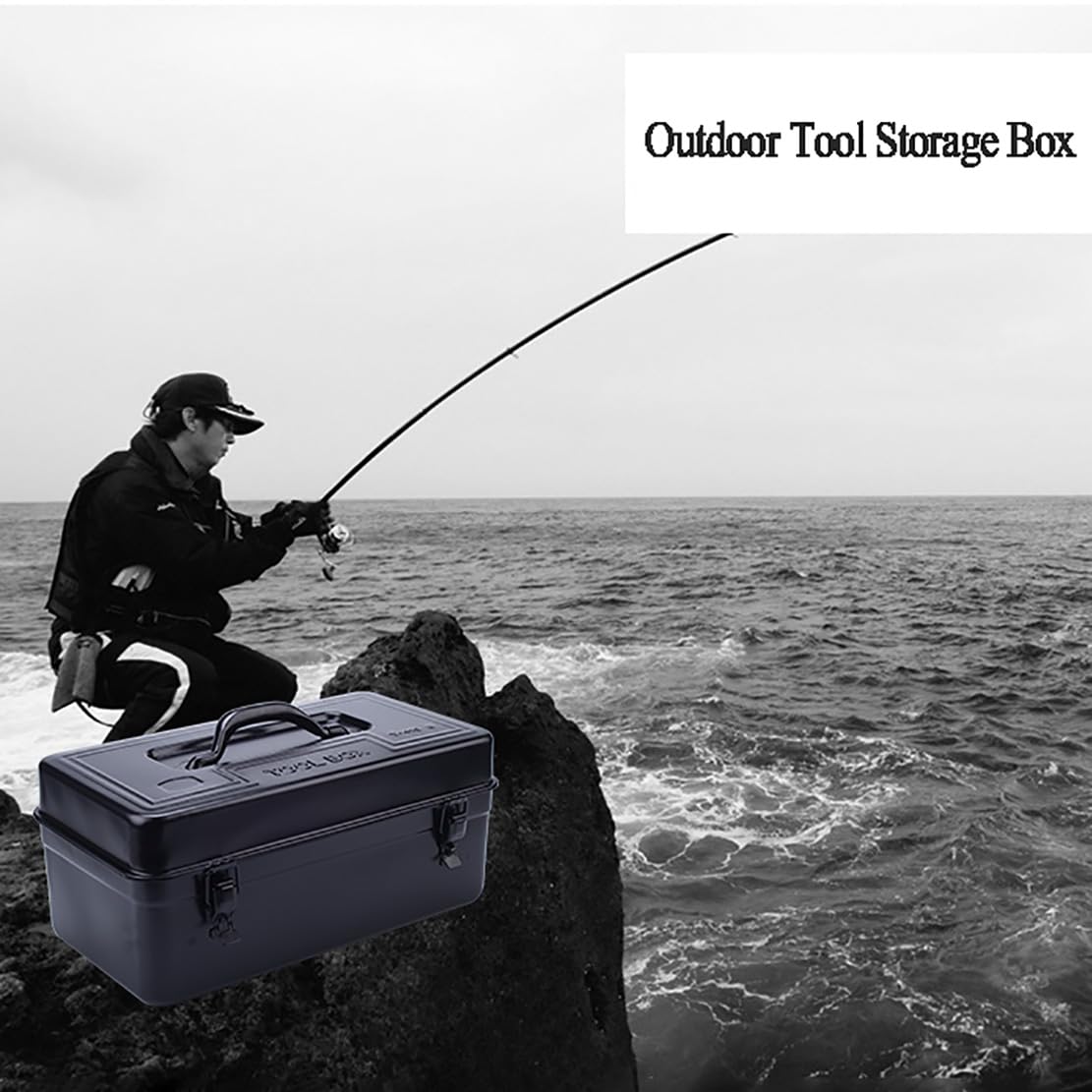 Amazon.co.jp: 2段ポータブルツール収納ケース黒鉄板ツールボックス