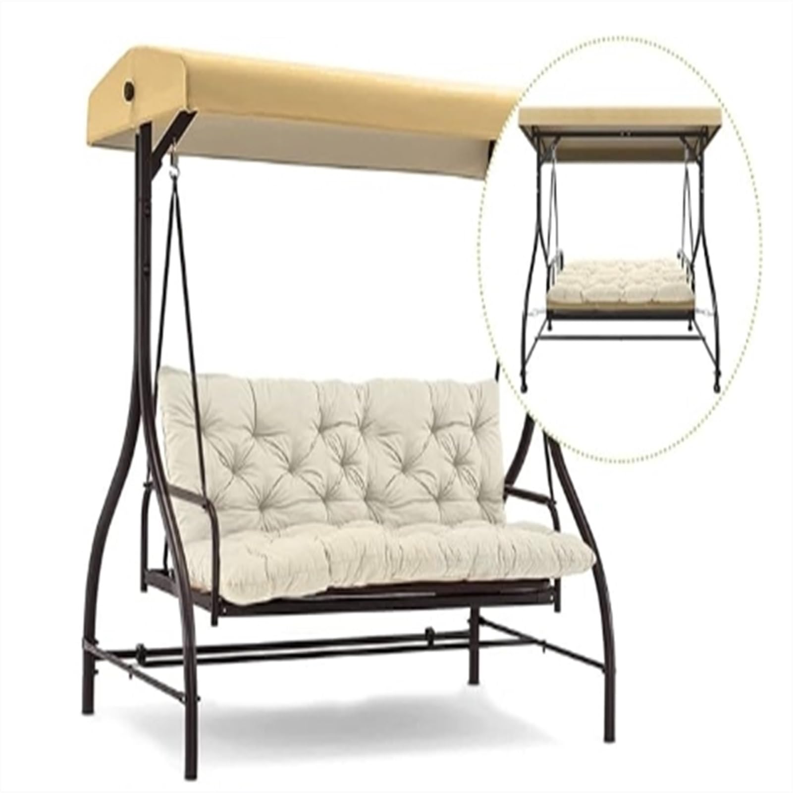 Coussins de rechange imperméables et épais pour balancelle d'extérieur 3 places Blanc cassé