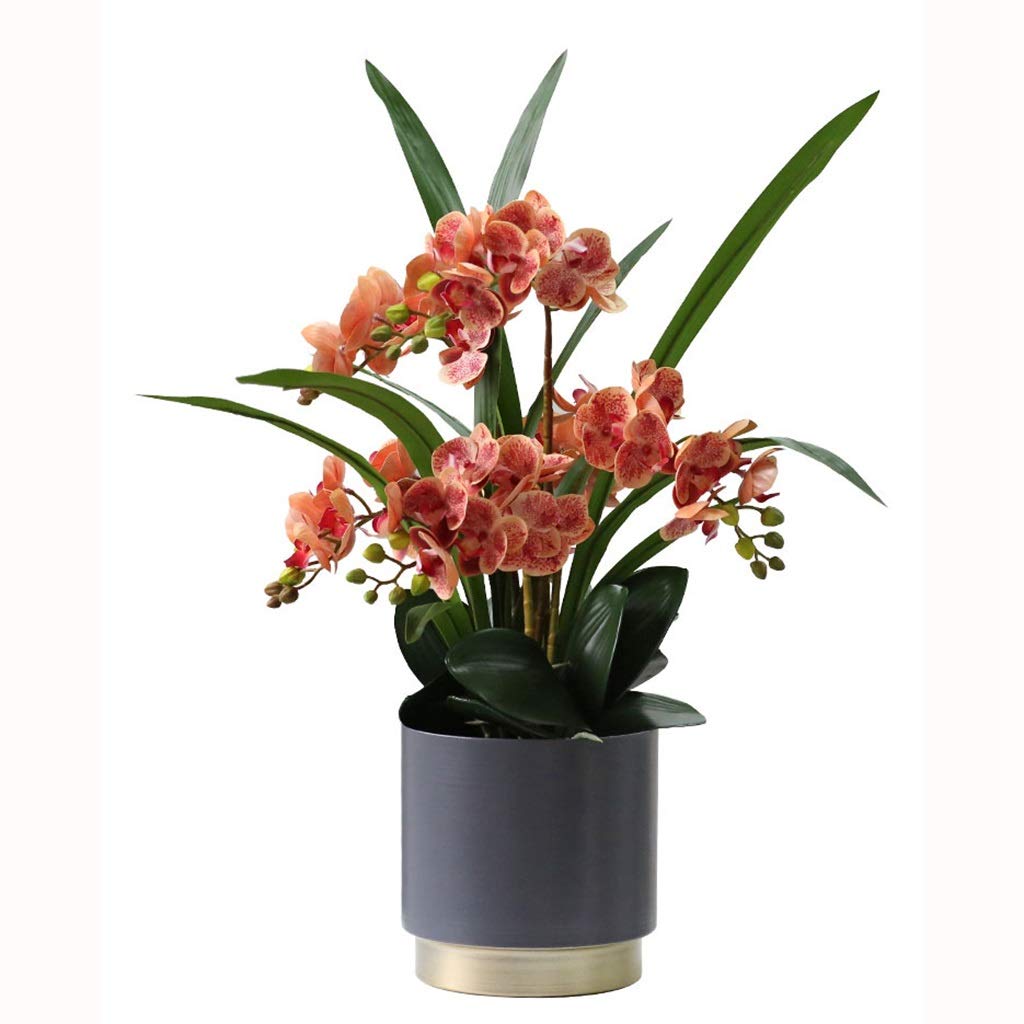 Sjdopulse Light Artificial Flower In Pot Phalaenopsis Orchid Artificial,Elegant Faux Orchids With Vase,Wedding Party Dining Table Centerpiece Decor