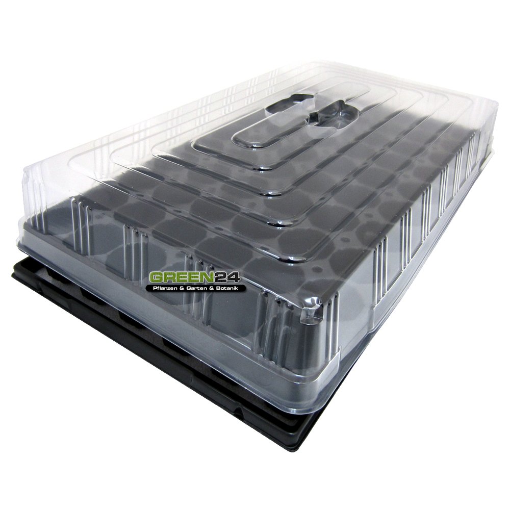 GREEN24 Hydroponik 40. Zimmer-Gewächshaus Profi XL mit automatischer Bewässerung für die Anzucht Zimmer Treibhaus mit Wanne + Kapillarsystem + Topfplatte + Haube