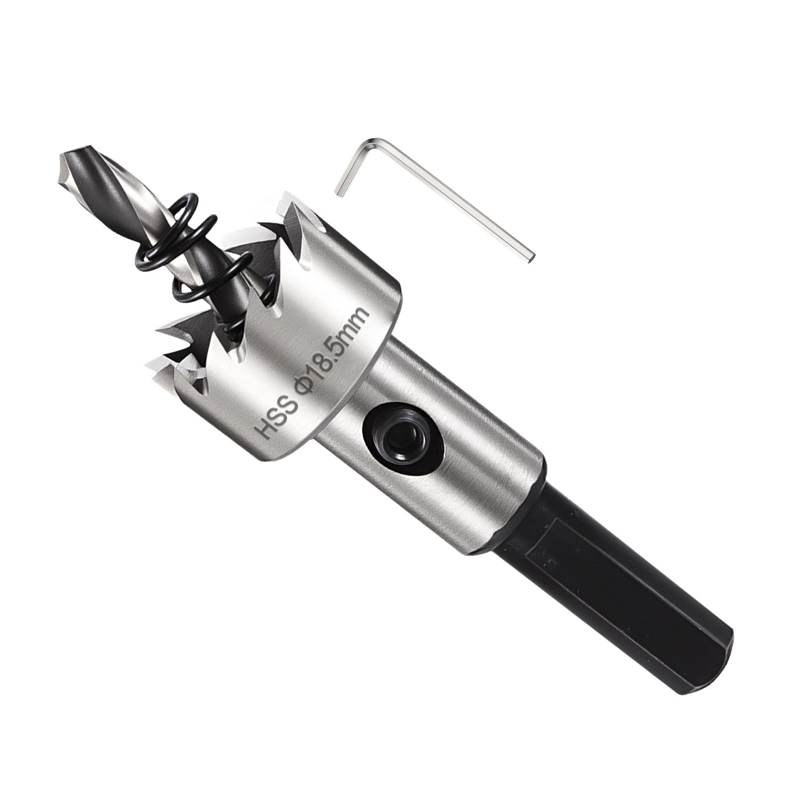 METALLIXITY Hole Saw 18.5mm (23/32"), 4341 High Speed Steel Hole Cutter with Center Drill Bit, Hex Key and Spring