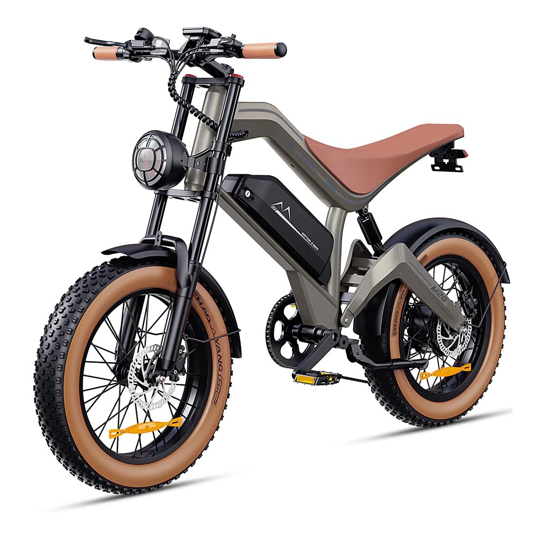 M20 è una bicicletta elettrica per adulti con pneumatici larghi da 20",batteria da 48 V 18,2 Ah,velocità massima di 25 km/h e autonomia massima fino a 160 km con pedalata assistita.