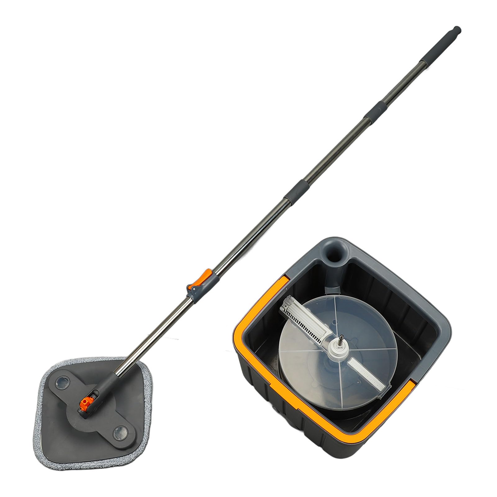 Qcwwy Juego de Cubo de Fregona Autoescurrido con Fregona Giratoria de 360 ​​Grados y Cubo Extraíble para Limpieza de Suelos de Mármol, Baldosas de Madera Dura