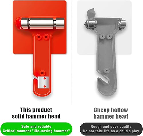 Miniatura 4 de Kewucn Martillo de seguridad para automóvil, herramienta de escape de emergencia 3 en 1 con rompeventanas y cortador de cinturón de seguridad,