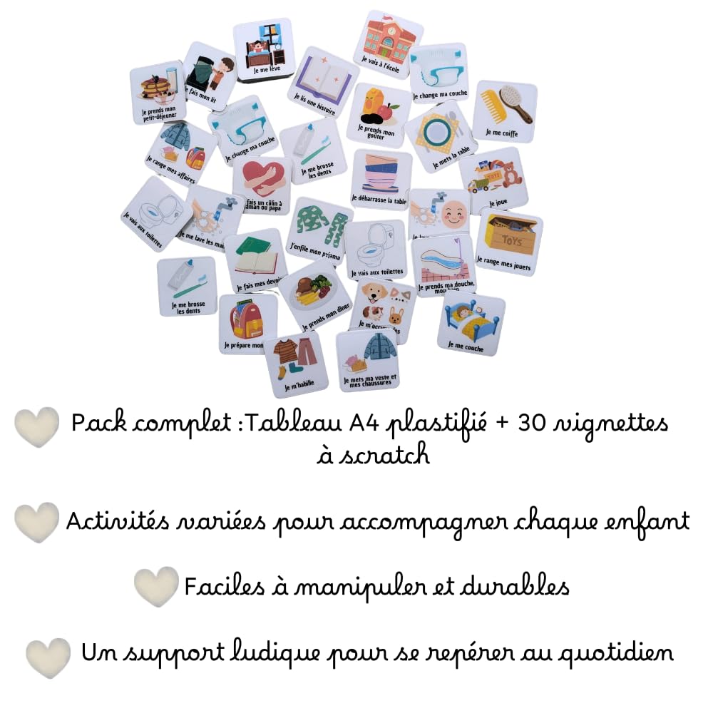 Tableau Routine Enfant Camion de Pompier – Planning Visuel Matin et Soir – Autonomie Enfant – 30 Étiquettes Activités du Quotidien
