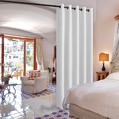 DWCN Door Curtain Thermal Curtains 84 Inch Drop,1 Panel Room Divider Curtain for Bedroom Extra Wide curtains, Greyish White - Image 3
