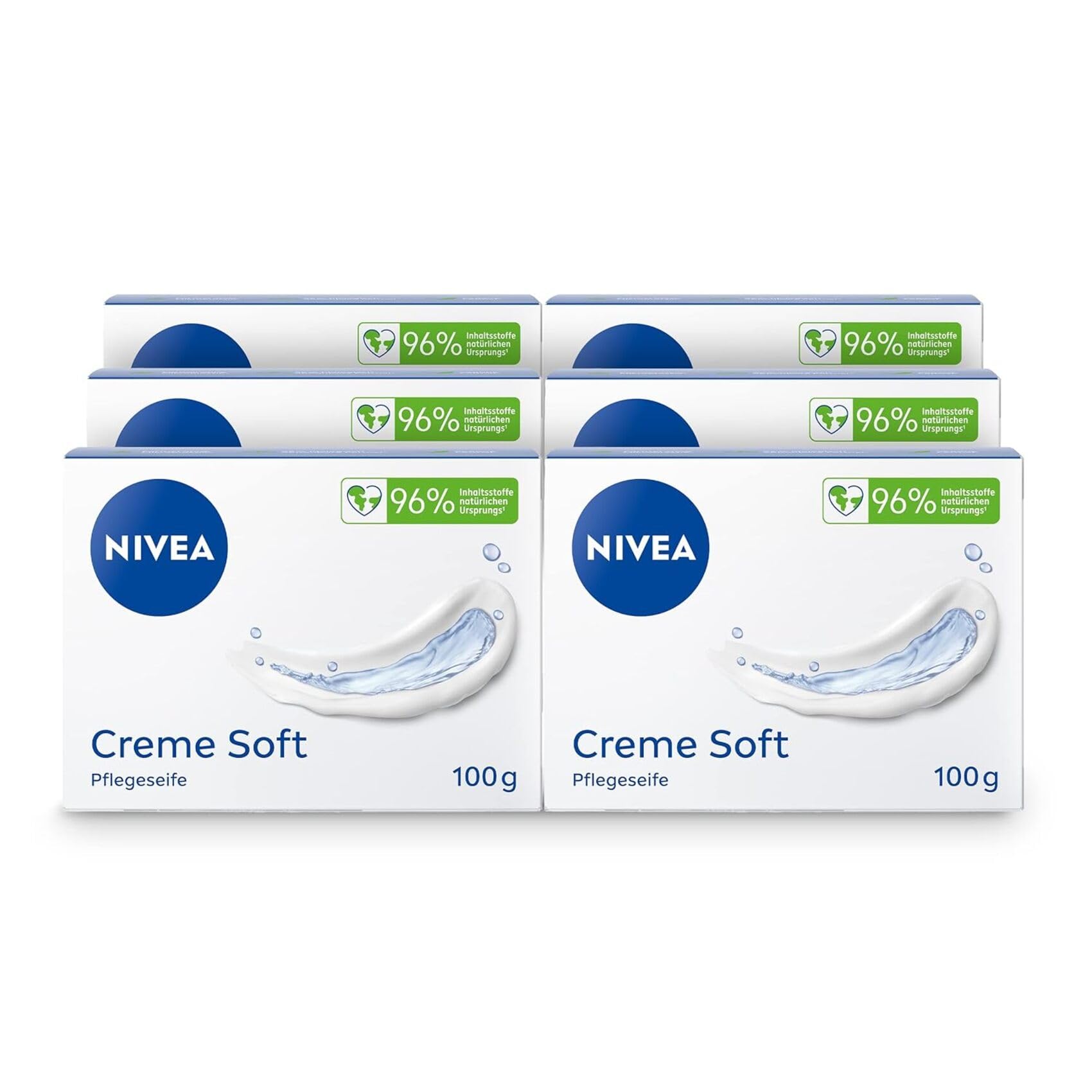 NIVEA Creme Soft mydło pielęgnacyjne (6 x 100 g), pielęgnujące i nawilżające mydło do rąk z olejkiem migdałowym, stałe mydło do delikatnego czyszczenia i delikatnej pielęgnacji