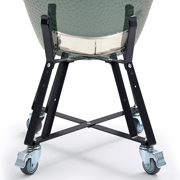 Large Big Green Egg Nest Grill Stand with Heavy Duty Locking Caster Wheels, Powder Coated Steel Rolling Cart for BGE Smoker Kamado Joe Accessories