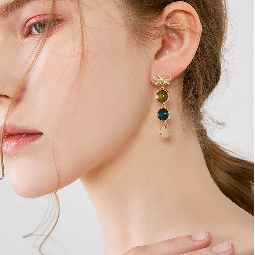 DICOSMETIC 50Pcs Bow Stud Earring Posts with Loop for DIY Dangle Earrings