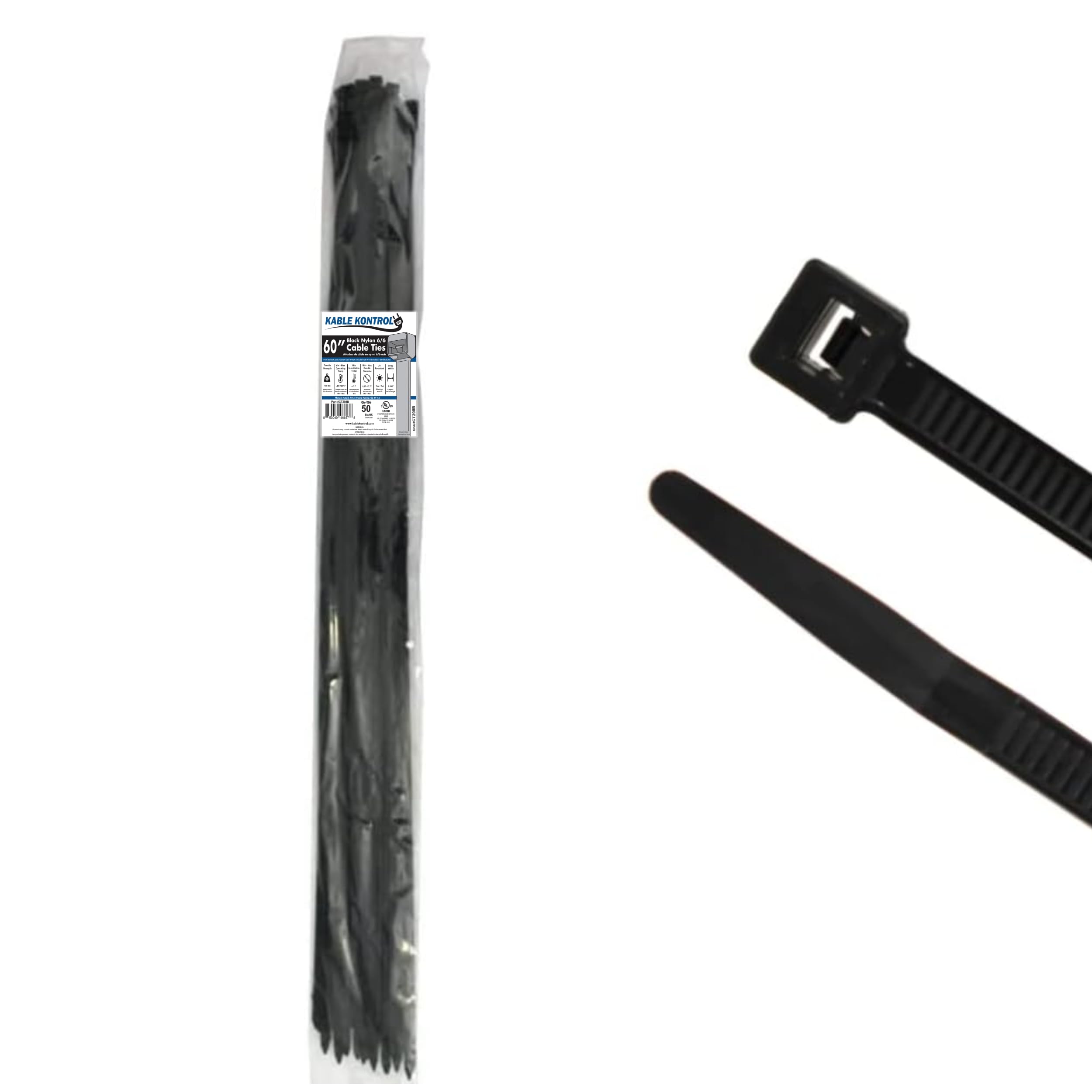60 Inch Extra Long Heavy Duty Cable Ties - 30 Pack 200LB Strength UV Resistant