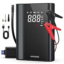HYCHIKA Avviatore Batteria Auto 1500A – Avviatore Emergenza con Compressore,Booster Avviamento Auto, Moto Portatile (Fino a Tutti i Benzina e 4L Diesel),Doppia USB,600 Lumen LED