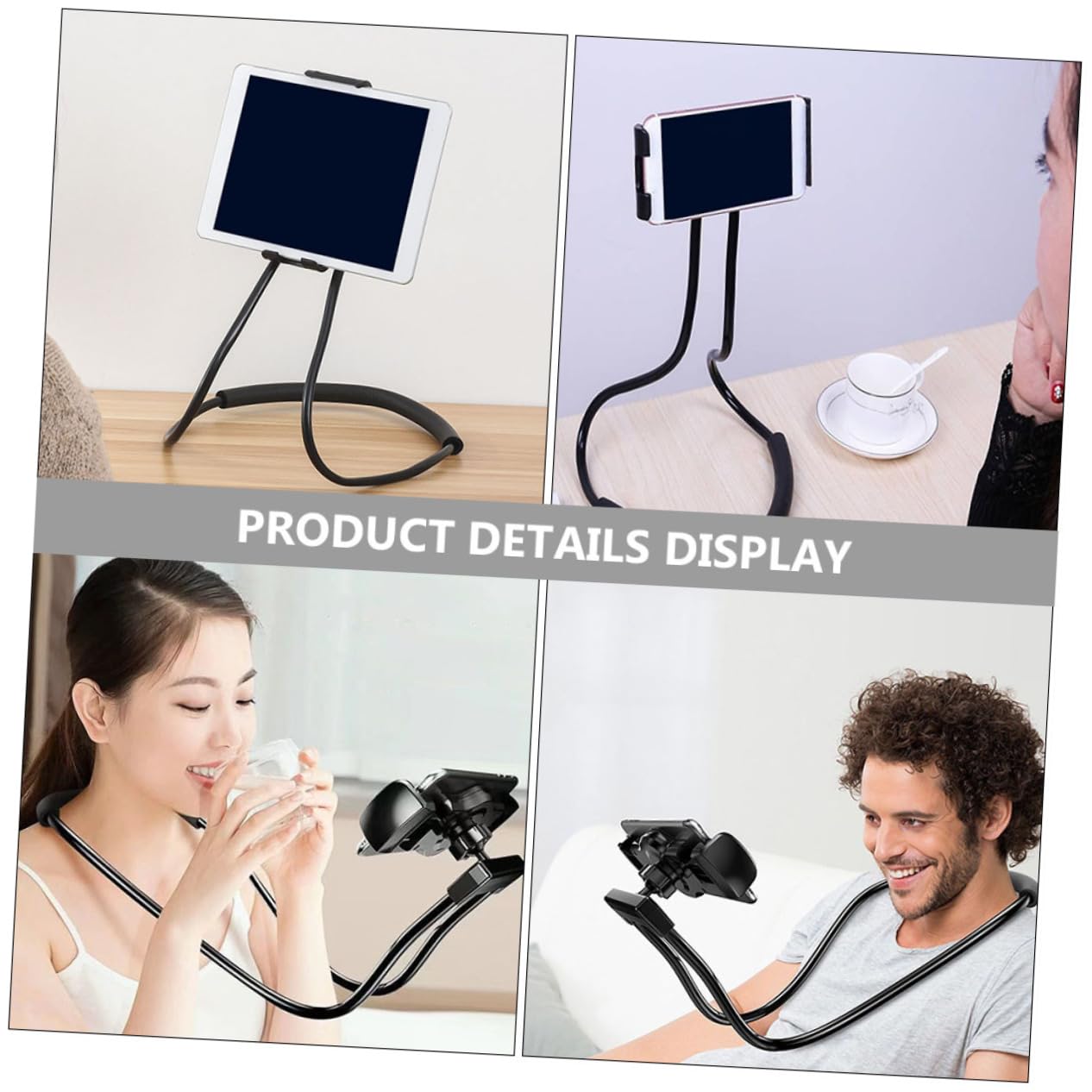 UKCOCO Soporte de Teléfono Móvil con Brazo Flexible Soporte para Tablet y Móvil Colgante para Cuello para Revisión de Contenidos y
