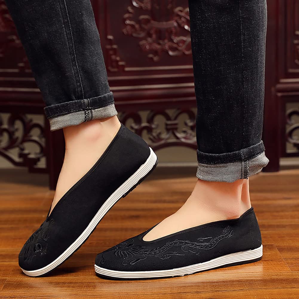 Chaussures Brodées Tai Chi Chaussures Kung Fu Brodées Sports Pantoufles Classiques Casual Arts Martiaux Chaussures de Sport Arts Martiaux Pantoufles Traditionnelles Chinois Unisexe Noir