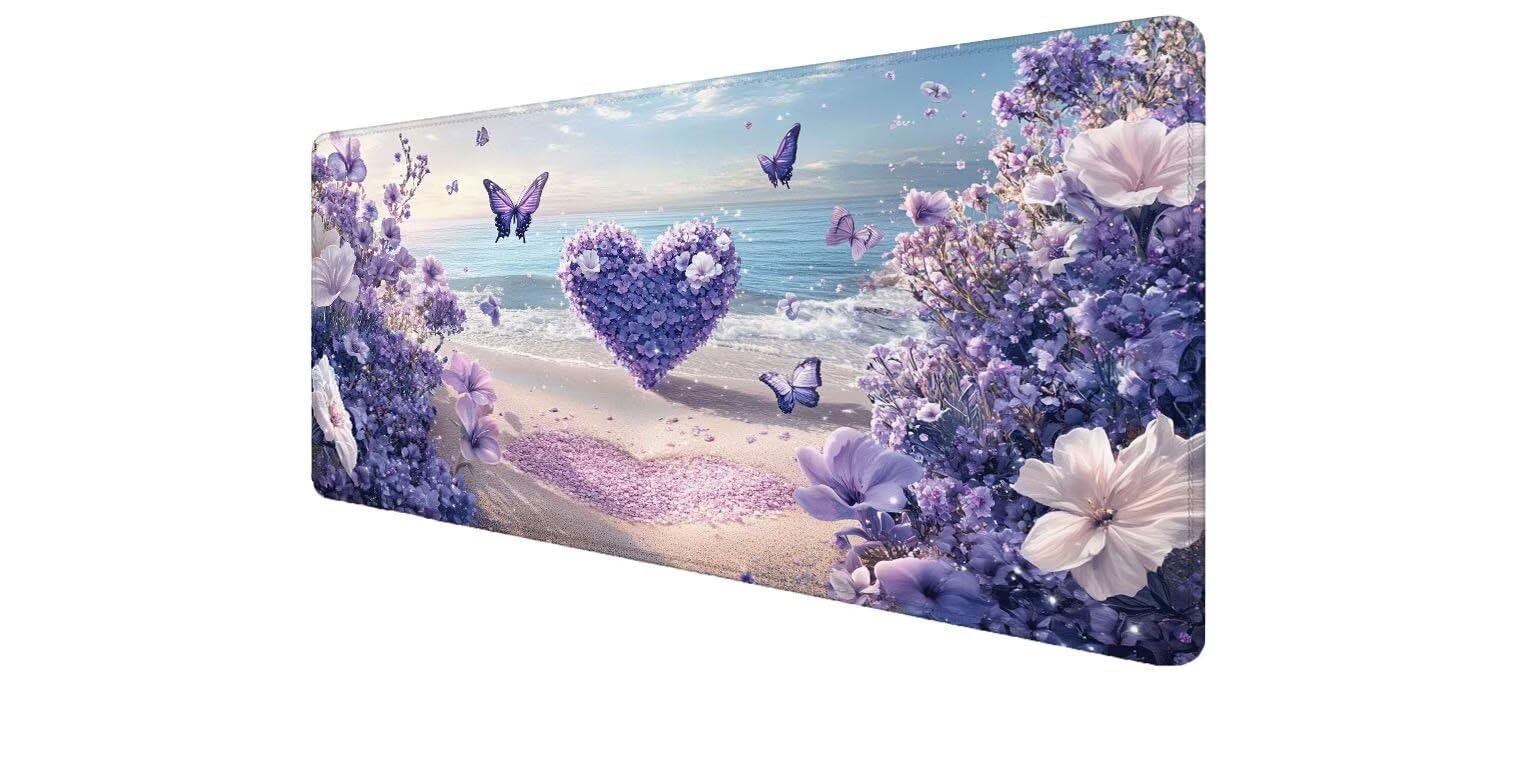Alfombrilla ratón 900x400x3mm grande para ordenador portátil y PC de oficina con diseño floral 8