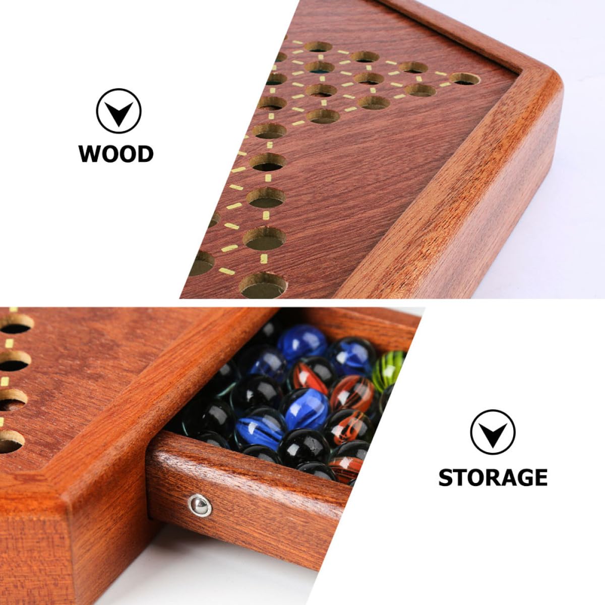 Gioco da Tavolo con in Sintetico Tavola Esagonale Cinesi con Biglie in Vetro e Gioco Strategico per Intrattenimento Familiare