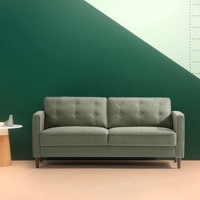 ZINUS Lauren Sofa Couch | Mid-Century | Easy, Tool-Free Assembly | Button Tufted Cushions | Tapered Legs | Sofa-in-a-Box | Pear Green