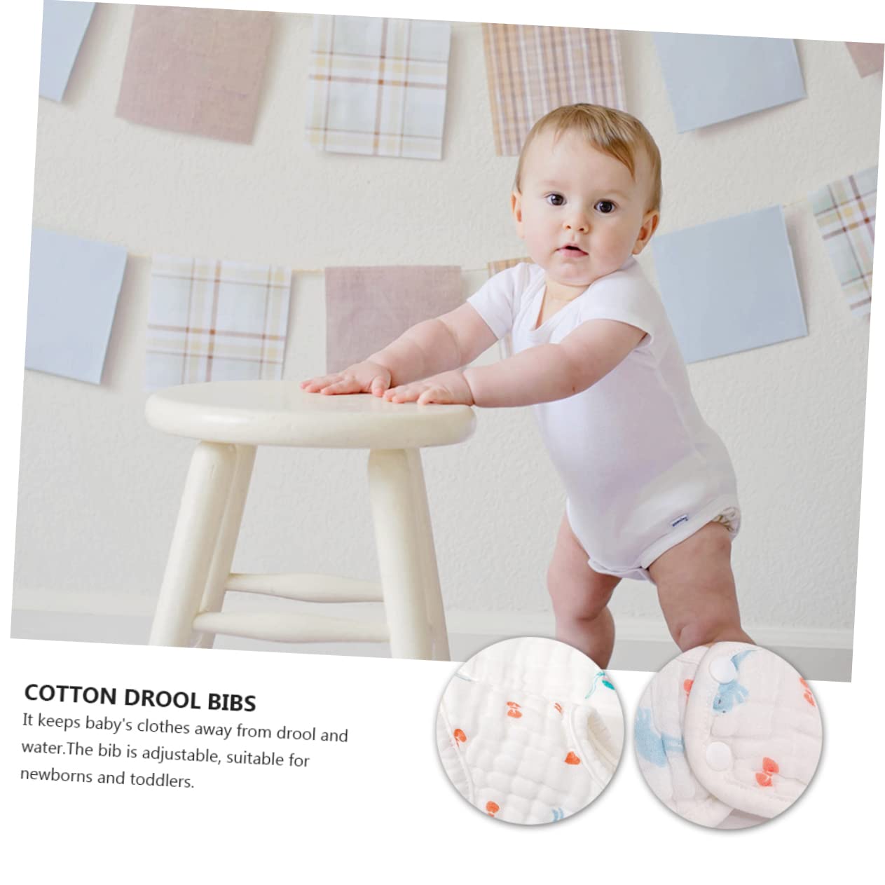 ibasenice 8 Stk Lätzchen dreieckstücher baby babylätzen Baby Halstücher baby kopftuch Speichel Handtuch Spucktuch für Kleinkinder Baumwollgaze sabbernder Mund rotieren Baumwolle Weiß