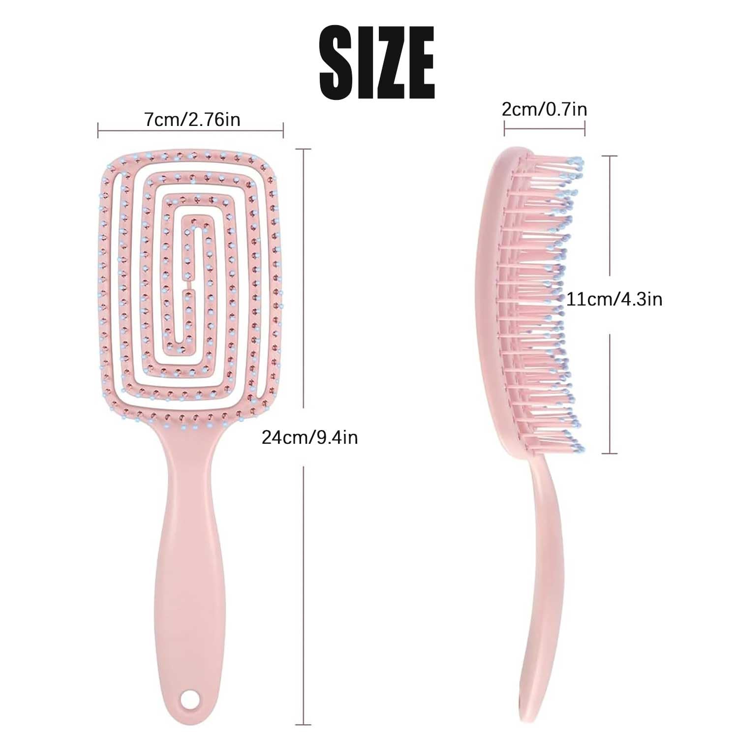 Hair Brush Soft Massage Comb Does not Pull on Hair for Curly Straight Black Natural Women Men Wet and Dry Hair Glide Through Tangles Knots with Ease (Pink) - Image 2
