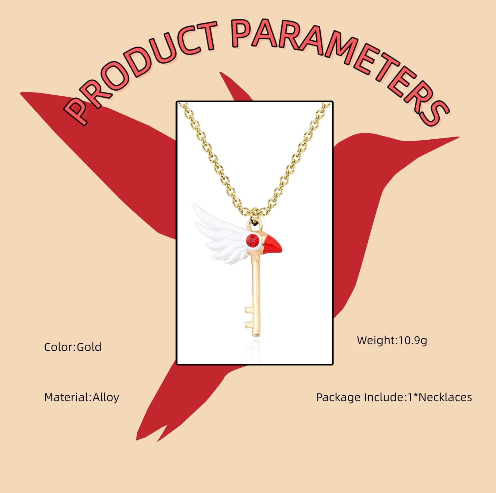 QKEOISUD Anime Jewelry Kinomoto Star Wand Necklace - Image 2