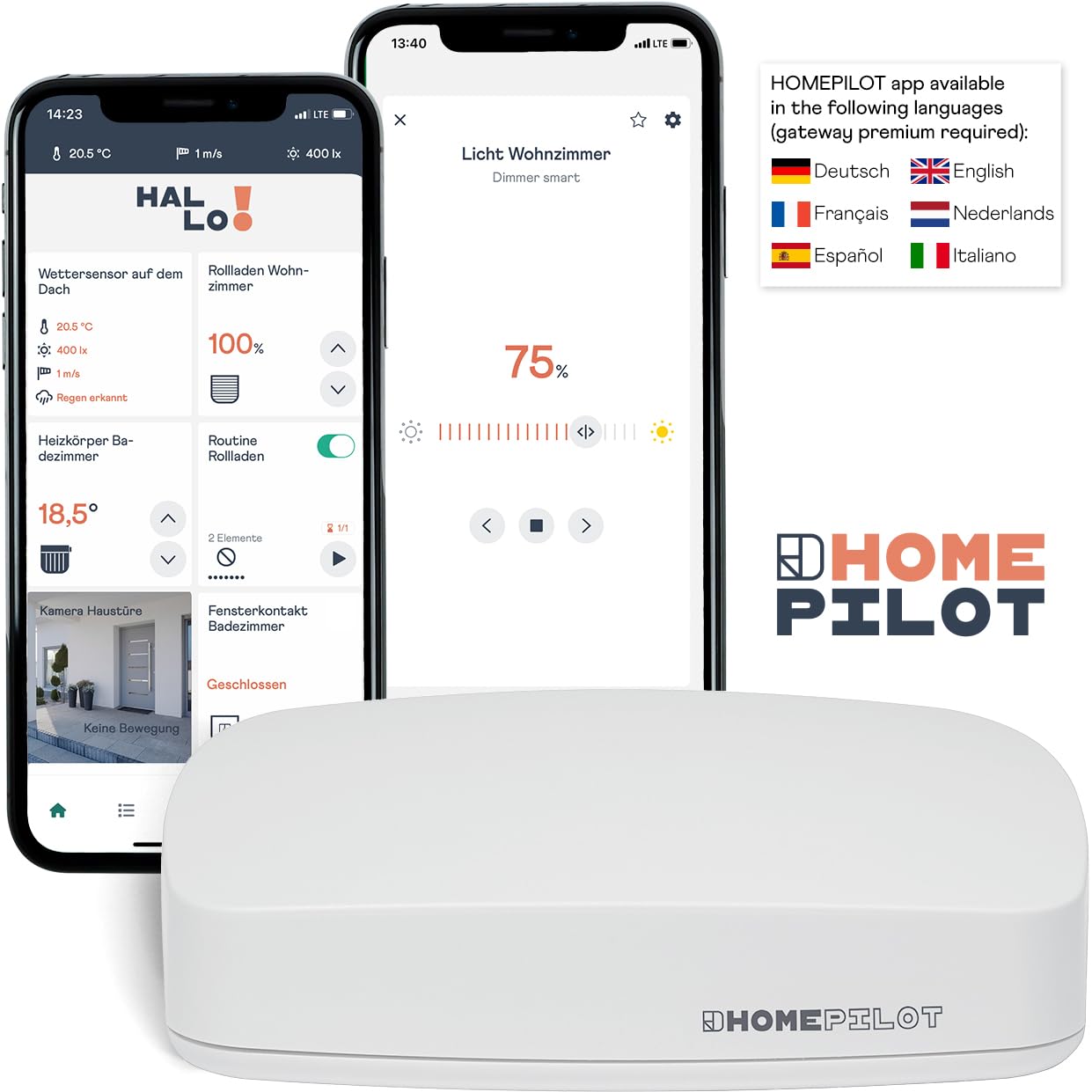 HOMEPILOT Dimmer smart, Unterputz Dimmaktor 230V mit Funk, Smart Home nachrüsten für Taster und Dimmschalter, für LED-, Halogen- und Glühlampen (App, Siri, Alexa via Gateway möglich)
