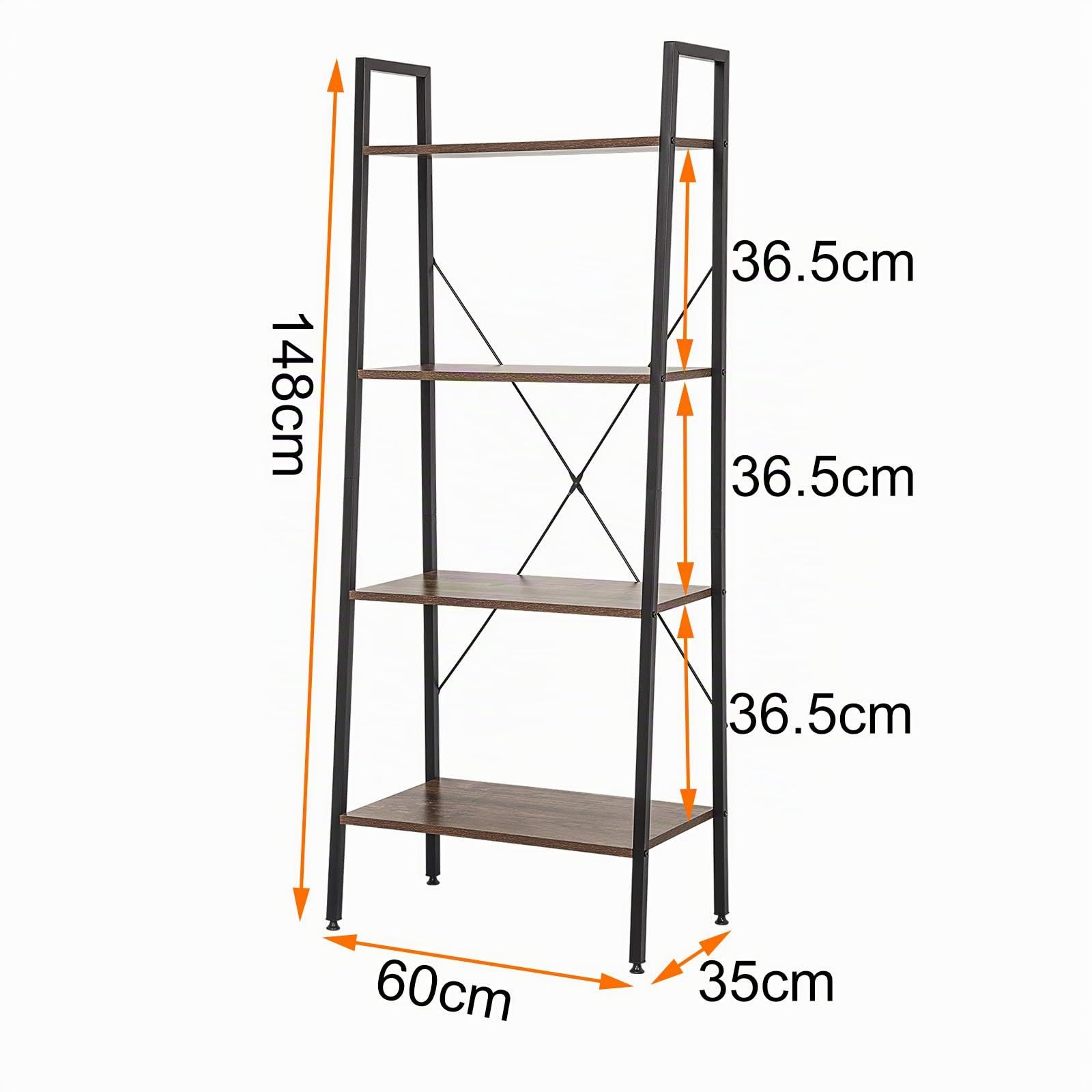 eSituro Bücherregal Leiterregal mit 4 Ablagen 60x35x148CM