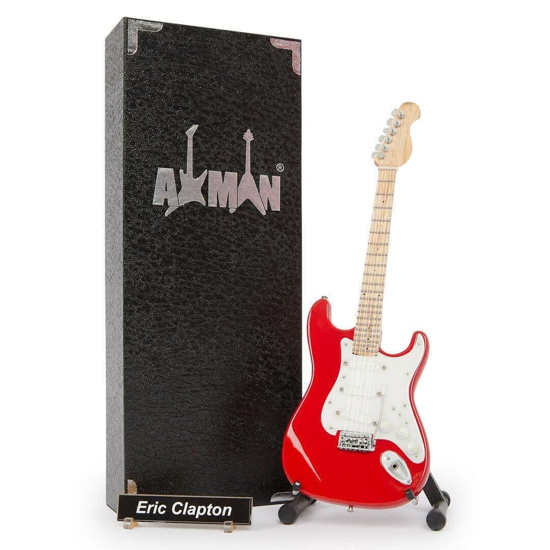 Eric C (Crema): Guitarra Torino Roja - Réplica de Guitarra en Miniatura - Regalos Musicales - Escala Ornamental Hecha a Mano 1/4