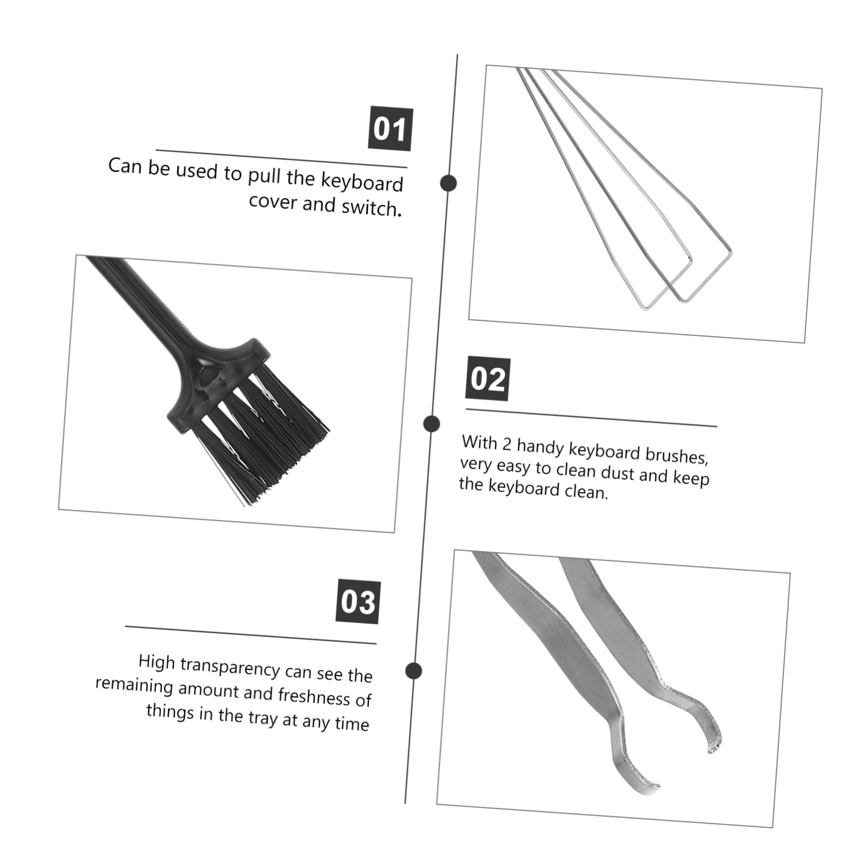 VILLCASE Essential Mechanical Keyboard Cleaning Kit 1 Set Keycap Puller 2 Key Pullers 1 Key Board Brush Cleaning for Computer Keyboards
