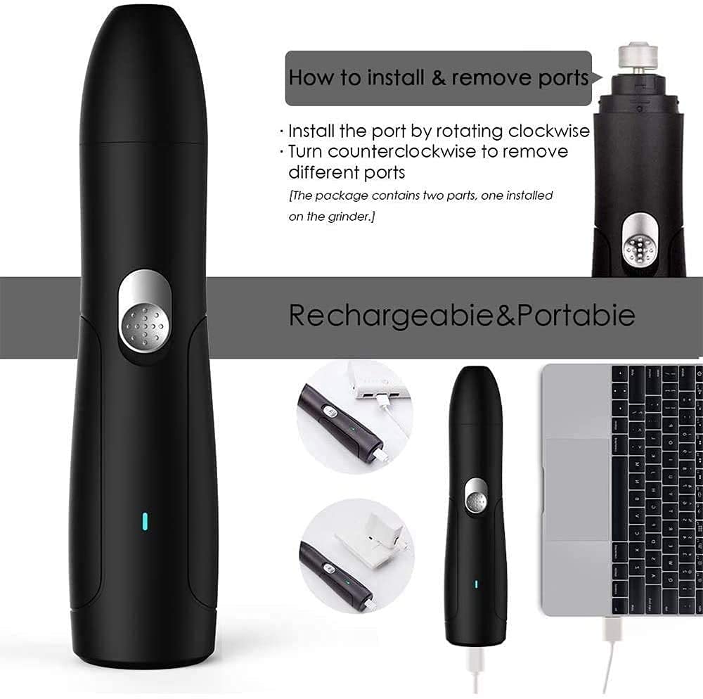 Molinillo de Clavo para Perros - Profesional Recargable eléctrico Recortador de Clavos para Mascotas Patas sin Dolor Grooming y alisado USB Recargable para pequeños Perros Grandes y Gatos
