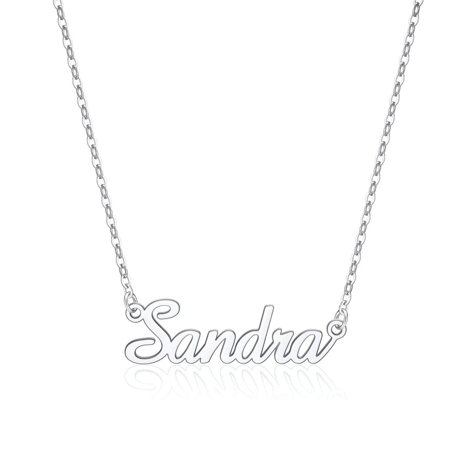 IEFLIFECustom Name Necklace Personalized, 14K Gold Plated Personalized Name Necklace White Gold Plated Monogram Necklace Personalized Jewelry Name Plate Necklace Gifts for Women Girls