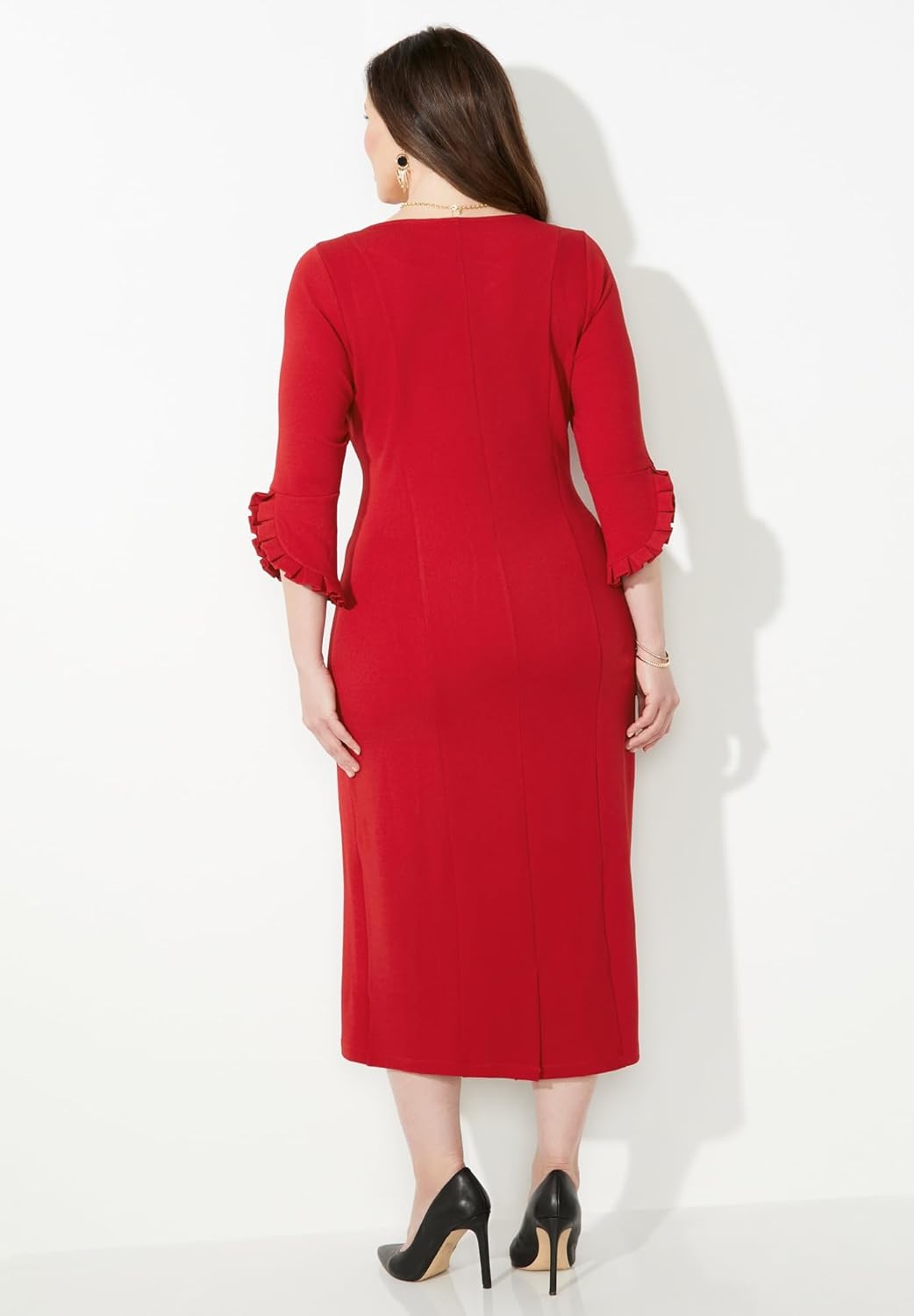 Women's Plus Size Ruffle Sleeve Shift Dress - Image 2