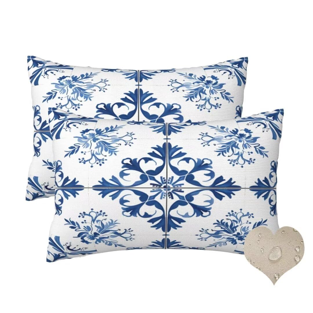Federe Cuscini Divano Esterno Impermeabile 2 Pezzi Fodere Cuscini 60x80 cm, Blu marino Cuscini Decorativi Cuscini per Divano Esterno Giardino, Nordico Copricuscini Divano per Auto Home Decor -hs205