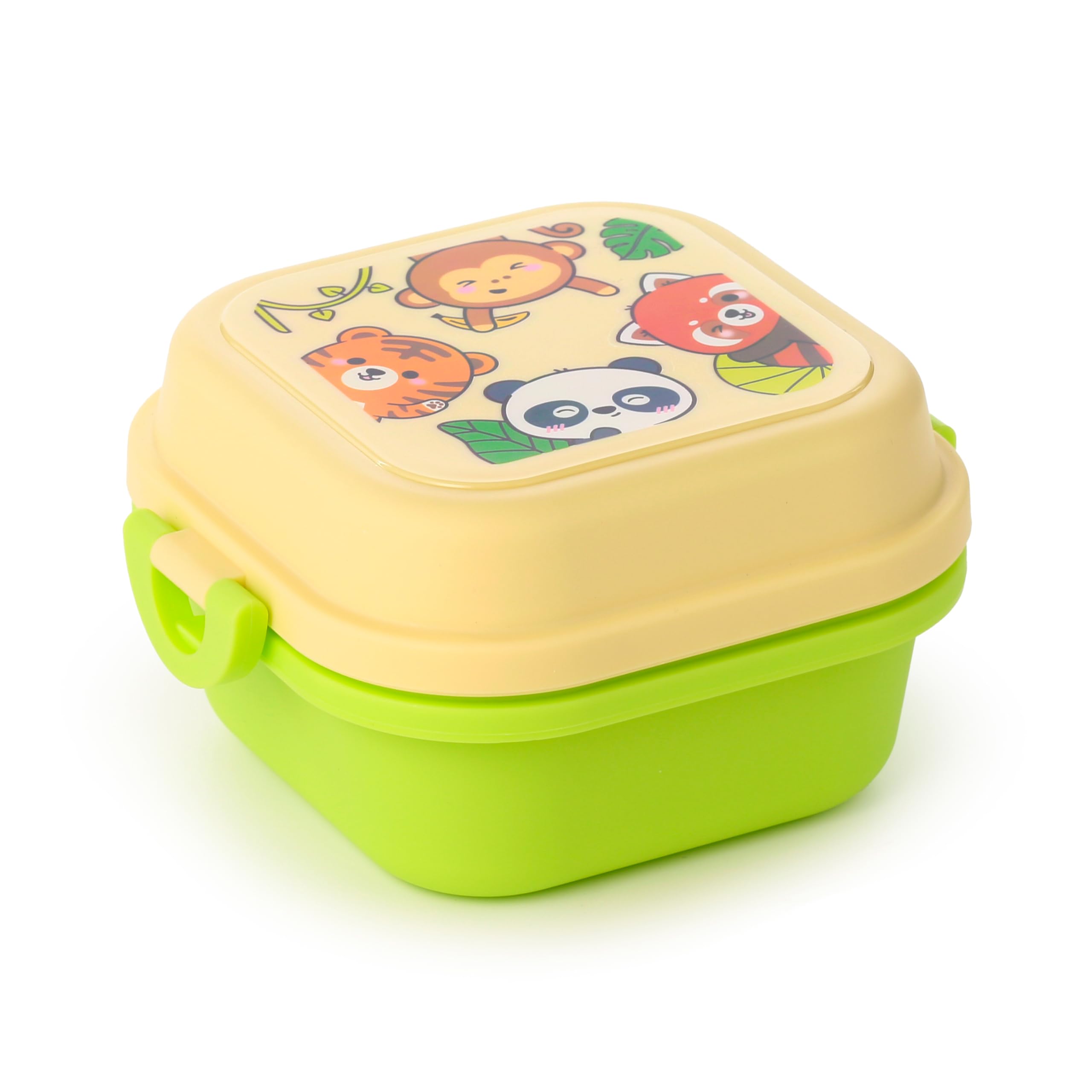 Puckator Adoramals Wild Clip Lock Stacked Bento Snack Lunch Box - Lunch Box for Adults and Kids with Compartments - Snack Box - Food Containers with Lids - Stackable Snack Pots for Kids - Meal Prep