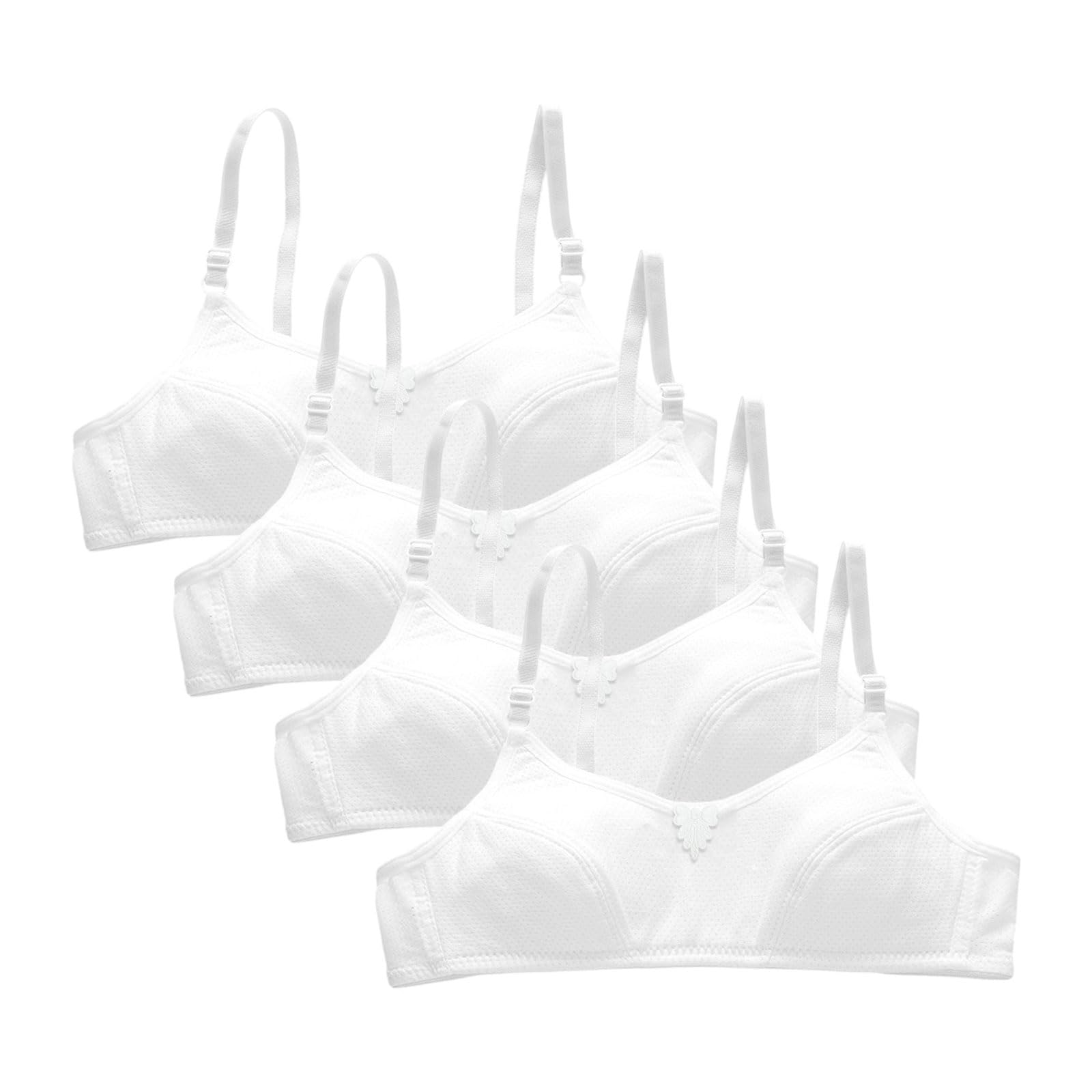 4 Pack Girls Bra, Training Crop Bras, Sports Bra, with Adjustable Strap, Teenage Girls Crop Top
