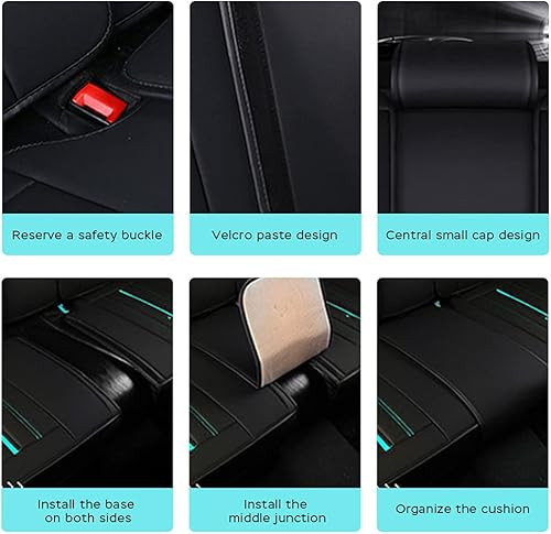 Miniatura 8 de Fundas de asiento de automóvil para Mazda, de piel sintética, resistentes al desgaste, impermeables, deportivas, delanteras y traseras (negro y