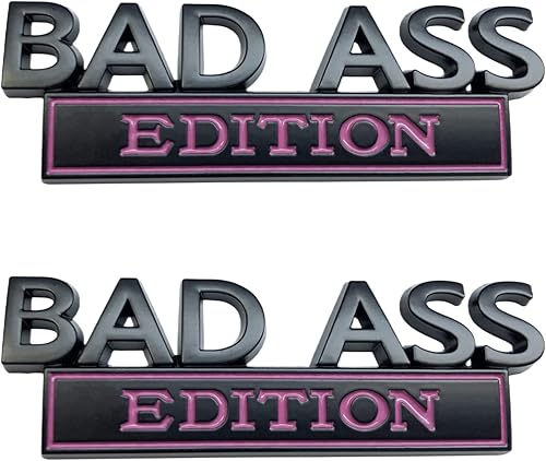 2 emblemas de la edición Bad Ass, Bad Ass Car Funny Decal 3D con letras en relieve para parachoques de metal interesante, para vehículos