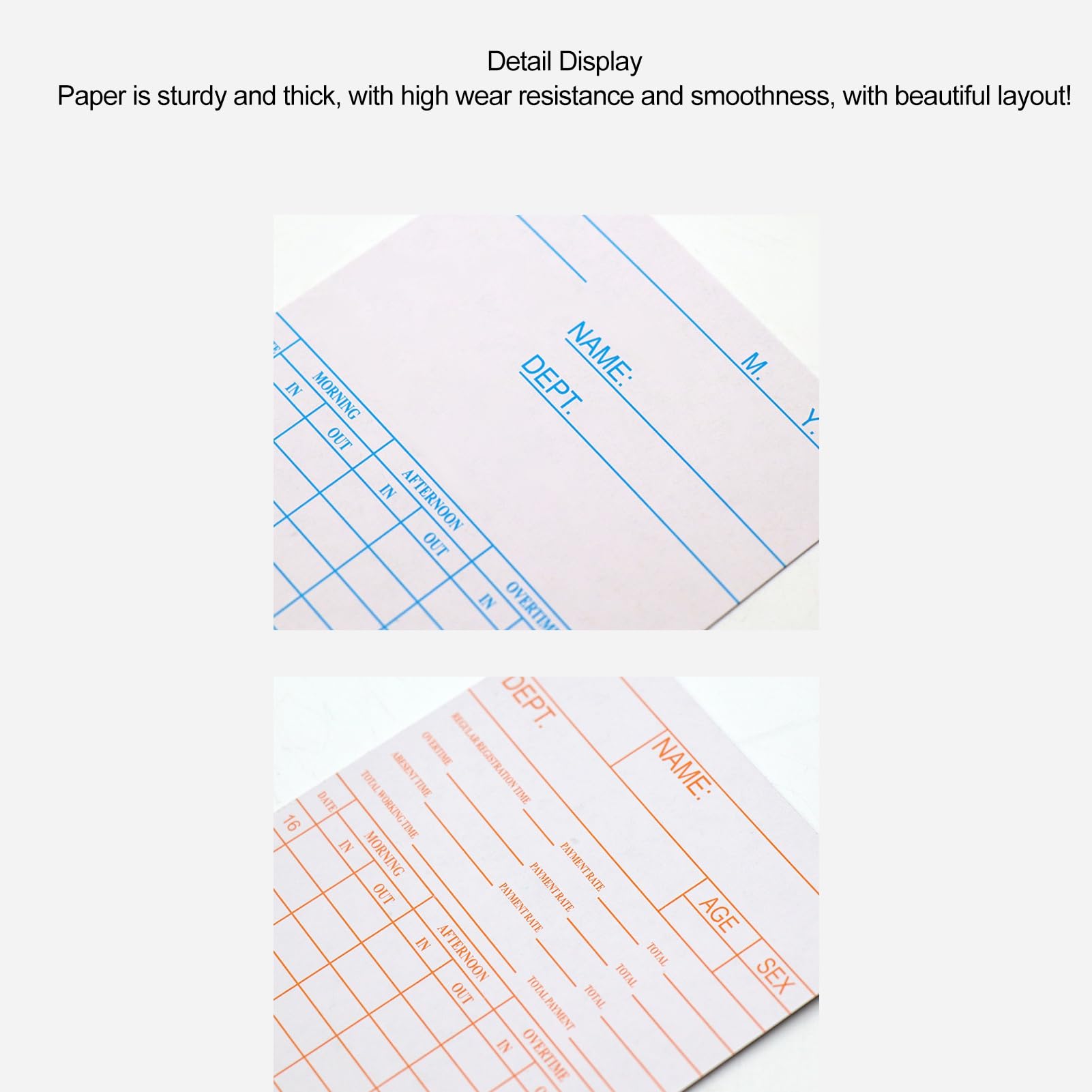 Alipis 100 Feuilles Cartes Enregistrement De Présence Double