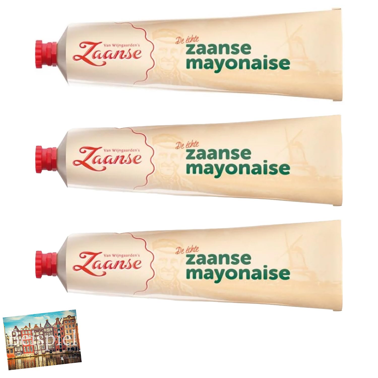 Juego de 3 Mayonesa Van Wijngaarden Zaanse de 200 ml, mayonesa holandesa para su cocina, mayonesa de los Países Bajos, Majo para ensaladas, barbacoas, etc. Holland-Box by Vriens
