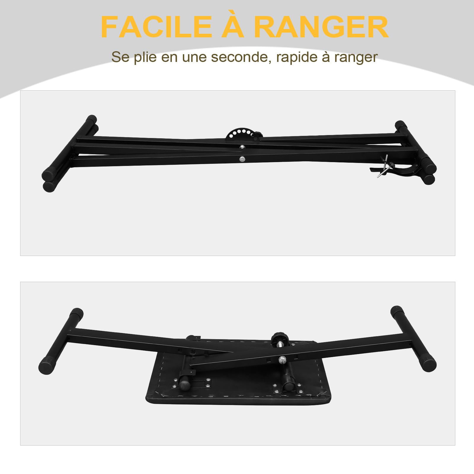 LEADZM Support de Clavier Double Forme X et Tabouret, Support de Piano Réglable en Hauteur sur 6 Niveaux, Tabouret de Piano Pliable pour Clavier, Piano Numérique, Synthétiseur