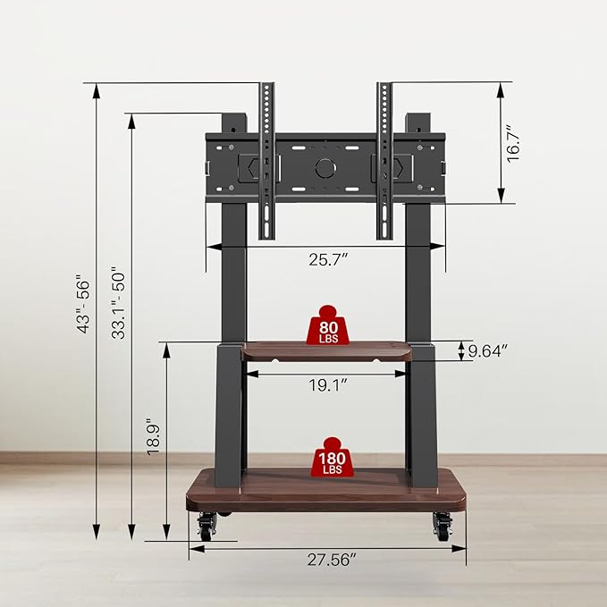 Carro para TV Móvil 32-75 Pulgadas, Soporte Rodante con Ruedas miniatura 3