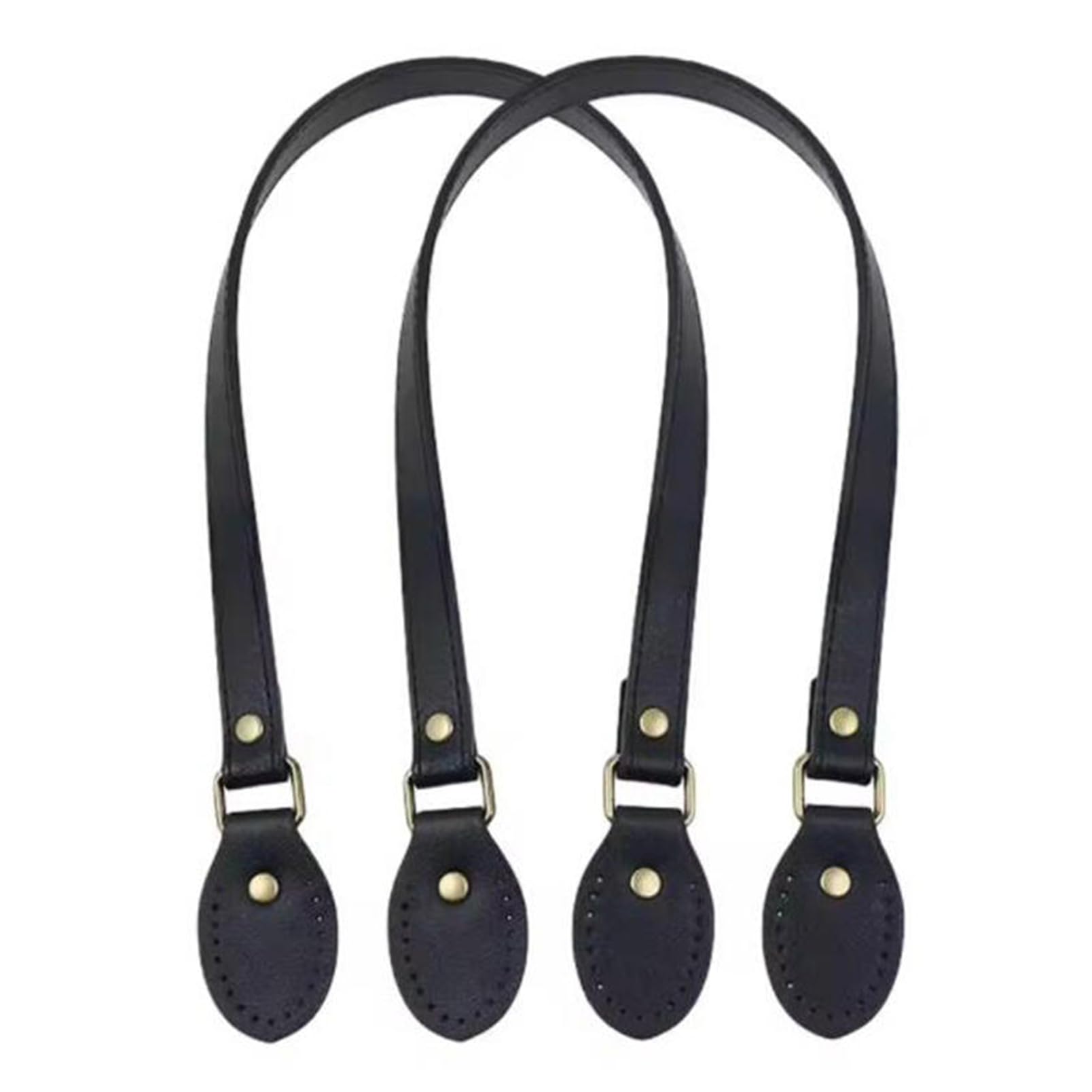 OAIEU 2Pcs Leather Purse Straps Replacements Short Bag Handles For Diy Handbags Shoulder Bags Crochet Tote Bag Making(Black-2 Pcs)