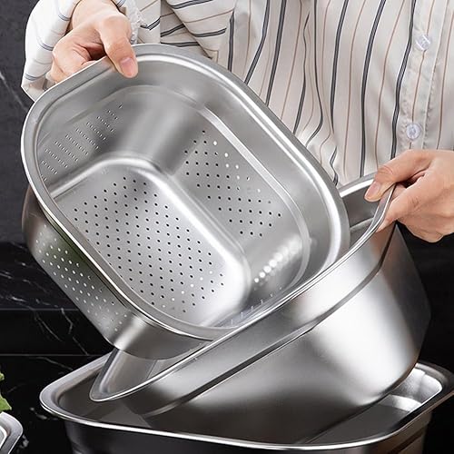 Miniatura 2 de Colador de acero inoxidable, 2 unidades, cesta de escurridor de metal de gran capacidad, para frutas, verduras, escurridor de platos portátil para