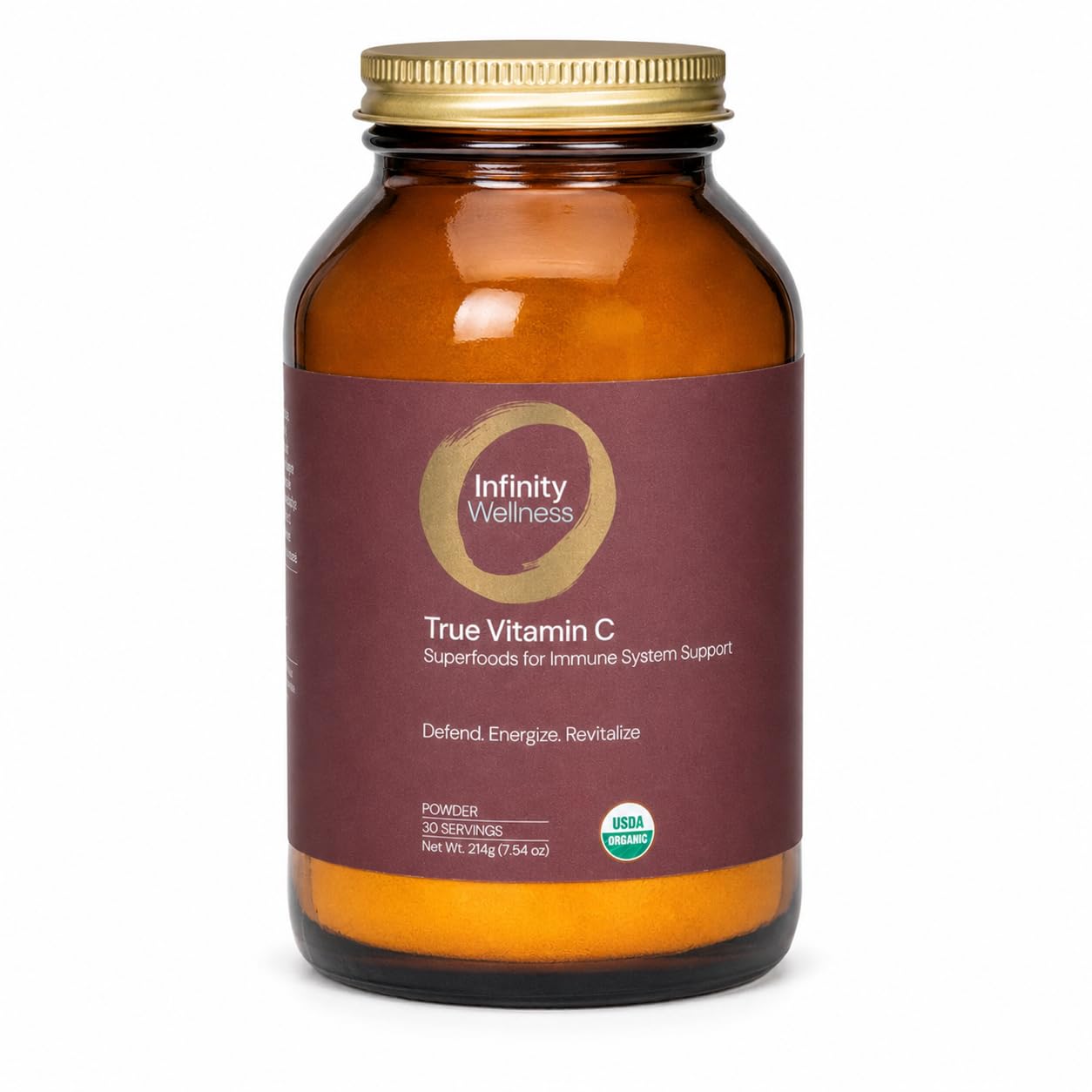 Infinity Greens Vitamina C em pó de acerola, camu-camu e amla 1000 mg, pote com 30 porções