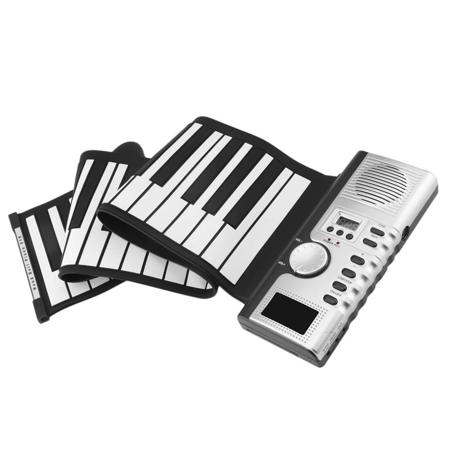 Teclado De Piano Electrico Para Principiantes Teclado De Piano Enrollable De 61 Teclas Portátil De Silicona Suave Con Altavoz Incorporado Y Pantalla LCD Para Principiantes Adultos
