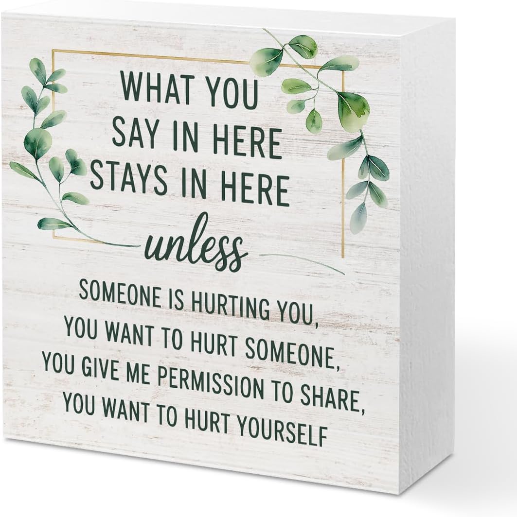Rustic Wooden Box Sign 7x7 Inch Counseling Office Desk Decor