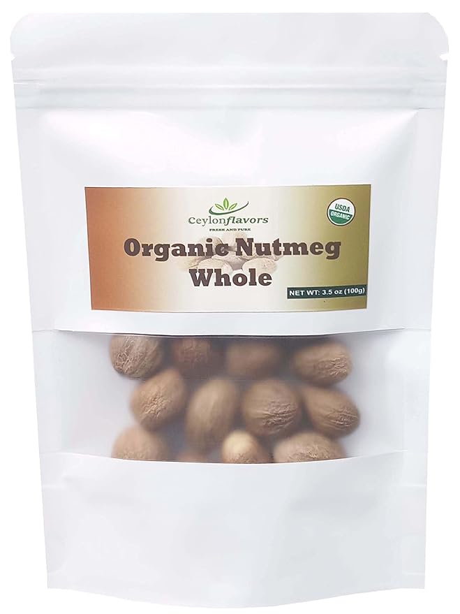 Organic Whole Nutmeg (3.5 oz), Premium Grade, Harvested