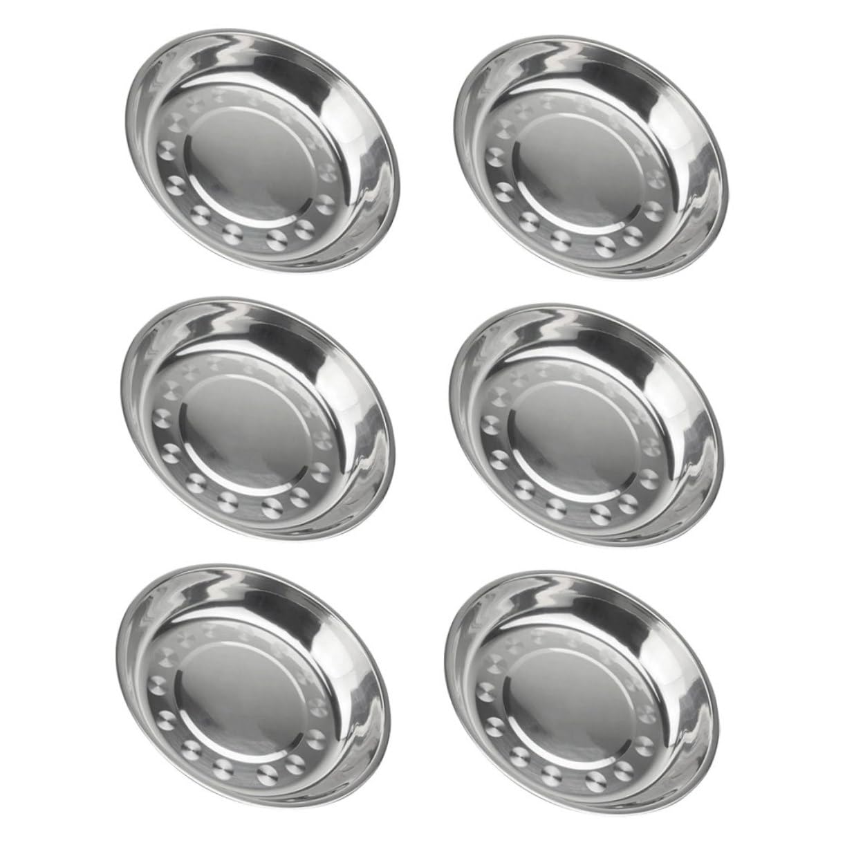 BRIGHTFUFU 7pcs Stainless Steel Dinner Plate Multi-Purpose Camping Food Plates for Barbecue Picnic and Party Lightweight Reusable and Design