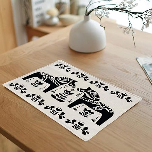 Miniatura 8 de rouihot Juego de 6 manteles individuales con patrón de bosque, hojas verdes, helecho, floral, naturaleza, delicado, antideslizante, tapete para mesa
